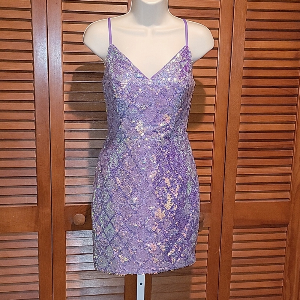 Faeriesty Purple Sequin Spaghetti Strap Bodycon M… - image 5